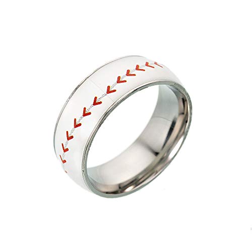 PAURO Herren Edelstahl Fußball Basketball Baseball Rugby Gemustert für Sportbegeisterte Titan Ring Baseball Größe 54 (17.2) von PAURO