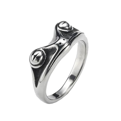 PAURO Herren Edelstahl Jahrgang Personalisierte Tier Niedlichen Frosch Ring Silber Größe 54 (17.2) von PAURO