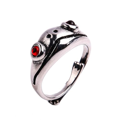 PAURO Herren Edelstahl Jahrgang Personalisierte Tier Niedlichen Rotaugenfrosch Ring Silber Größe 68 (21.6) von PAURO