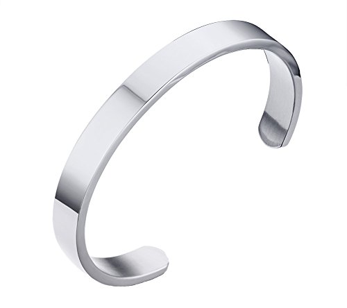 PAURO Herren Edelstahl ÖFfnungs Plain Armband FüR Ihn Silber Dia 2.32 " von PAURO