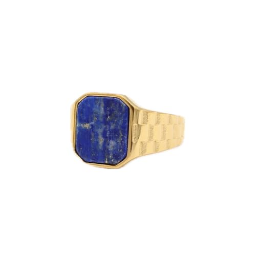 PAURO Herren Edelstahl Personalisierte Retro Quadrat Synthetische Türkis Edelstein Punk Ring Gold Größe 62 (19.7) von PAURO