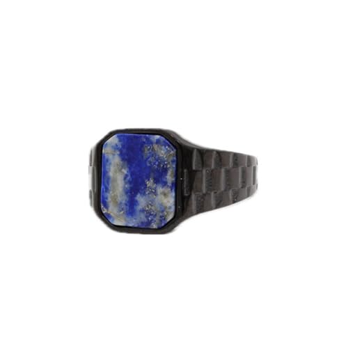 PAURO Herren Edelstahl Personalisierte Retro Quadrat Synthetische Türkis Edelstein Punk Ring Schwarz Größe 62 (19.7) von PAURO