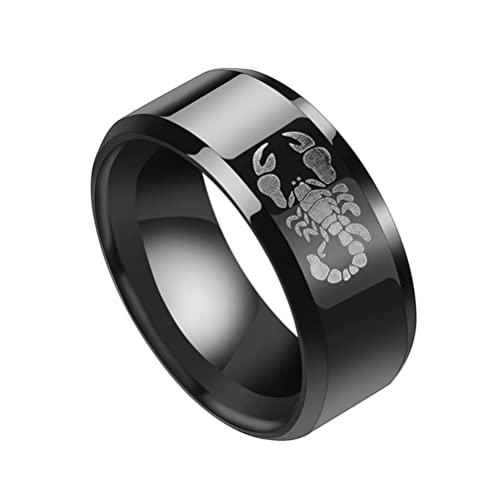 PAURO Herren Edelstahl Personalisierte Skorpion Sandgestrahlter Ehering Schwarz 8mm Edelstein Größe 62 (19.7) von PAURO