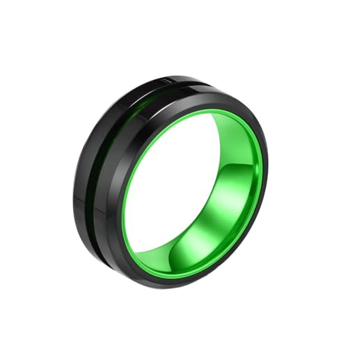 PAURO Herren Edelstahl Personalisierter Minimalistischer Zweifarbiger Polierter Ring Grün Größe 65 (20.7) von PAURO