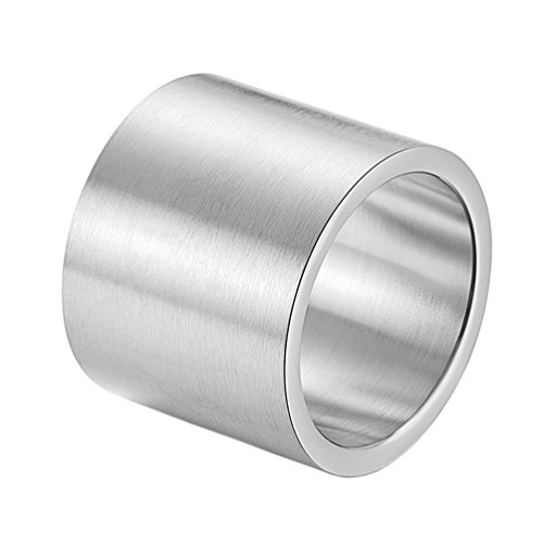 PAURO Herren Edelstahl Rohr Schneiden Breite Hochzeitsband Flat Top Ring Silber Gebürstet Finish Größe 70 von PAURO