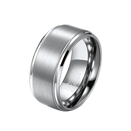 PAURO Herren Edelstahlring matt gebürstet 10 mm breit für Hochzeitsfeier Comfort Fit Silber Größe 70 (22.3) von PAURO