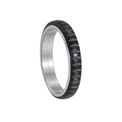 PAURO Herren und Damen Edelstahl 4MM Einfach Lindert Angst Druckabbau Drehbar Ring Schwarz Größe 54 (17.2) von PAURO