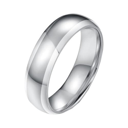 PAURO Herren und Damen Edelstahl Einfachheit Spiegel Zweifarbig Polierter Ring Silber Größe 68 (21.6) von PAURO