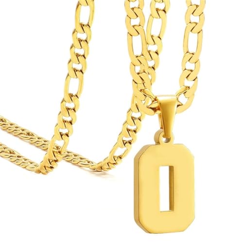 PAURO Herren und Damen Edelstahl Klassisch Einfach Personalisierte Athletennummer Sport Halskette Gold Nummer 0 von PAURO