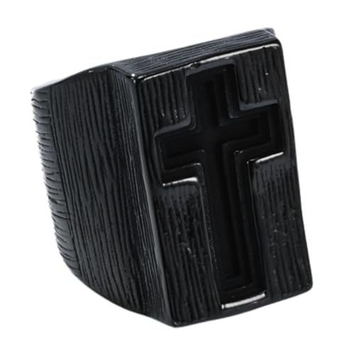 PAURO Herren und Damen Edelstahl Klassisch Individualität Hip Hop Punk Amulett Kreuz Ring Schwarz Größe 60 (19.1) von PAURO