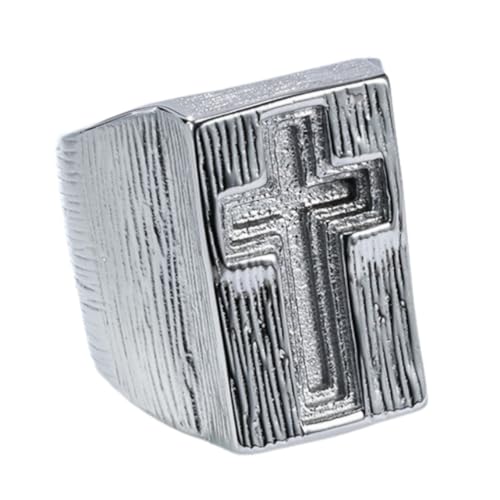 PAURO Herren und Damen Edelstahl Klassisch Individualität Hip Hop Punk Amulett Kreuz Ring Silber Größe 57 (18.1) von PAURO