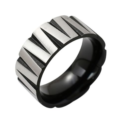 PAURO Herren und Damen Edelstahl Kreativ Hip Hop Unregelmäßig Geometrisch Gebürstet Ring Schwarz Größe 62 (19.7) von PAURO
