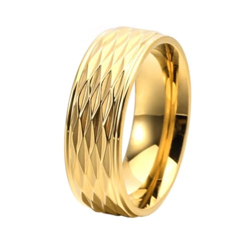 PAURO Herren und Damen Edelstahl Persönlichkeit Rhomboid Muster Punk Ring Gold Größe 54 (17.2) von PAURO