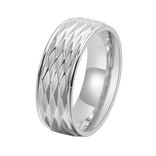 PAURO Herren und Damen Edelstahl Persönlichkeit Rhomboid Muster Punk Ring Silber Größe 65 (20.7) von PAURO