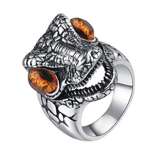PAURO Herren und Damen Edelstahl Persönlichkeit Trends Reptilien Optik Vier Farben Krokodil Design Ring Braun Silber Größe 65 (20.7) von PAURO