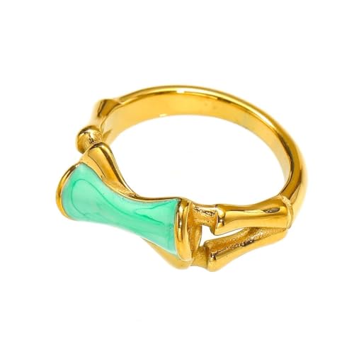 PAURO Herren und Damen Edelstahl Tropfen Öl Widerstandsfähigkeit Wachstum Immer Höher Steigen Ring Grün Größe 60 (19.1) von PAURO