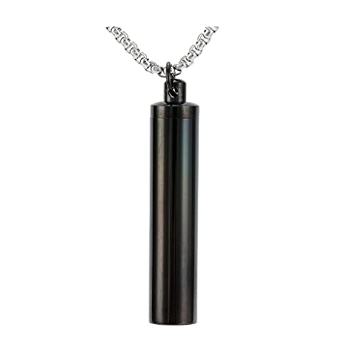 PAURO Herren & Damen Parfümflasche Pet Ashes AnhängerEdelstahl Rechteck Gothic Ohne Kette Schwarz Klein von PAURO
