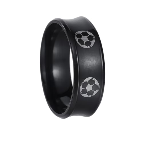 PAURO Männer Frauen Edelstahl Fußball Prints Muss haben für Fans Sport Ringe Schwarz Größe 57(18.1) von PAURO