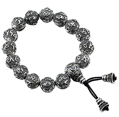 PAURO Schmuck Herren Edelstahl Perlen Armband Solid Tibetischen Buddhistischen Gebet Mantra Retro Stil Groß von PAURO