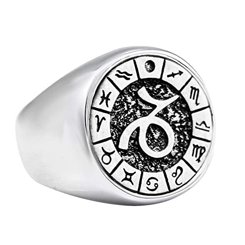 PAURO Sternzeichen Ringe für Männer Edelstahl Astrologie Horoskope Symbolband Schmuck Geschenk Steinbock Silber Größe 62 (19.7) von PAURO