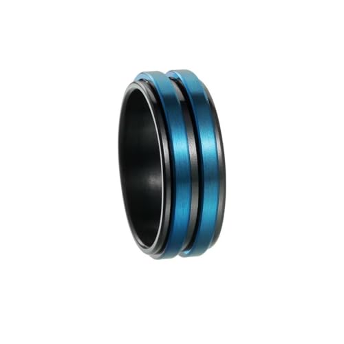 PAURO Unisex Edelstahl Einfach Klassisch Elegant Neuartig Drehbarer Anti-Stress Ring Schwarz Blau Größe 57 (18.1) von PAURO