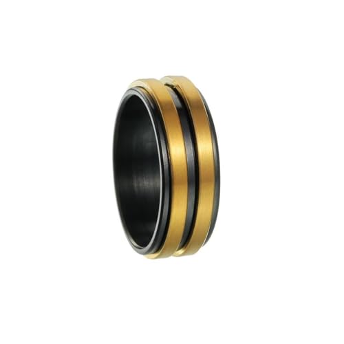 PAURO Unisex Edelstahl Einfach Klassisch Elegant Neuartig Drehbarer Anti-Stress Ring Schwarz Gold Größe 65 (20.7) von PAURO