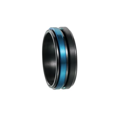 PAURO Unisex Edelstahl Einfach Klassisch Elegant Neuartig Drehbarer Anti-Stress Ring Schwarz Schwarz Blau Größe 60 (19.1) von PAURO