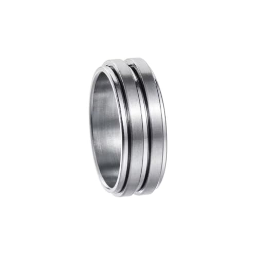 PAURO Unisex Edelstahl Einfach Klassisch Elegant Neuartig Drehbarer Anti-Stress Ring Silber Größe 68 (21.6) von PAURO