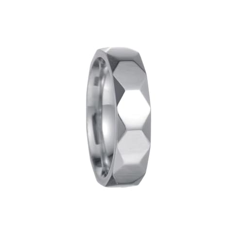PAURO Unisex Edelstahl Einfach Klassisch Elegant Neuartig Geometrisch Polyeder Design Ring Silber Größe 68 (21.6) von PAURO