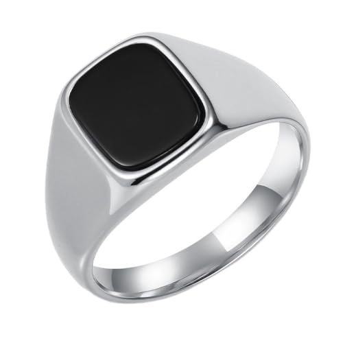 PAURO Unisex Edelstahl Einfach Klassisch Elegant Neuartig Trend Personalisierter Ring Silber Schwarz Größe 54(17.2) von PAURO