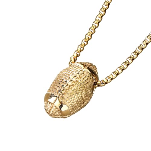 PAURO Unisex Edelstahl Hip Hop Rock Klassisch Punk Athleten Rugby Anhänger Sport Halskette Roségold von PAURO