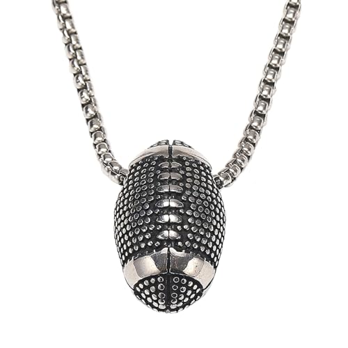 PAURO Unisex Edelstahl Hip Hop Rock Klassisch Punk Athleten Rugby Anhänger Sport Halskette Silber von PAURO