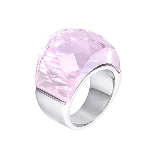 PAURO Unisex Edelstahl Kristall Zirkonia Verlobungsringe Rosa CZ Stein Silber Größe 60 (19.1) von PAURO