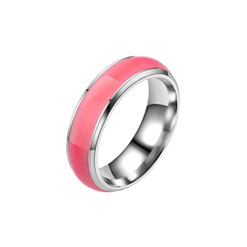 PAURO Unisex Edelstahl Leuchtend glänzend fluoreszierender Ring Ewige Aussage Knöchelringe für die Hochzeit Rosa Größe 60 (19.1) von PAURO