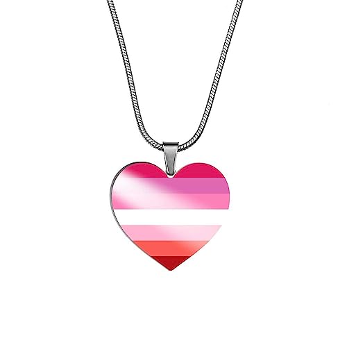 PAURO Unisex Edelstahl Personalisierte Regenbogen Stolz LGBT Herz Anhänger Halskette für Lesbisch von PAURO