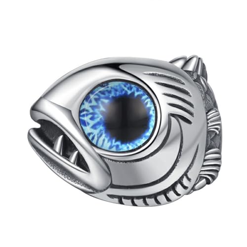 PAURO Unisex Edelstahl Raffiniert Punk Nicht Mainstream Einzigartiger Fisch Ring Blau Größe 68 (21.6) von PAURO
