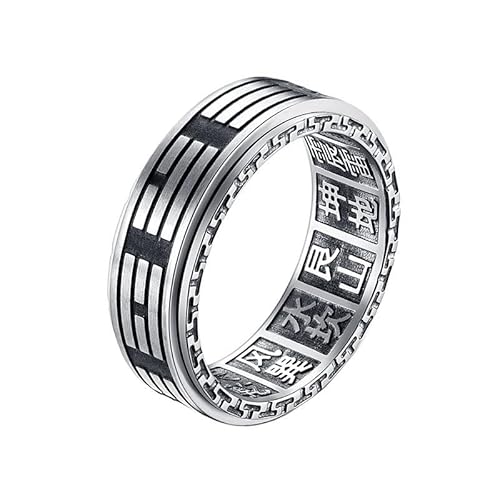 PAURO Unisex Edelstahl Retro Einfach Klassisch Neuartig Trend Personalisiert Tai Chi Ring Silber Größe 52 (16.6) von PAURO