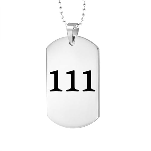 PAURO Unisex Engel Nummer 111 Halskette Edelstahl Quadratischer Anhänger Einfacher Numerologie Schmuck, Silber von PAURO