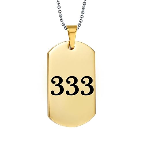 PAURO Unisex Engel Nummer 333 Halskette Edelstahl Quadratischer Anhänger Einfacher Numerologie Schmuck, Gold von PAURO