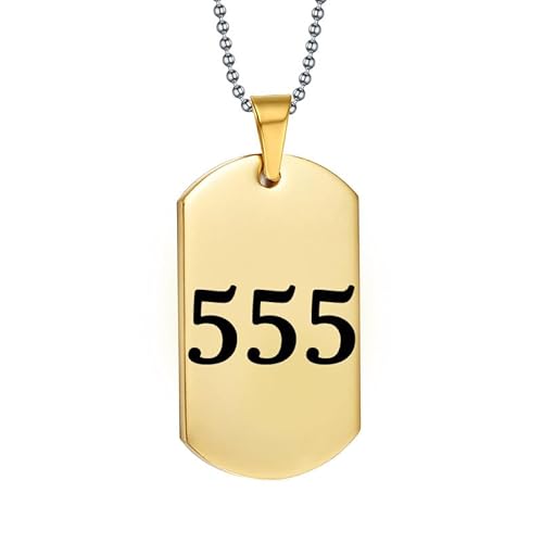 PAURO Unisex Engel Nummer 555 Halskette Edelstahl Quadratischer Anhänger Einfacher Numerologie Schmuck, Gold von PAURO