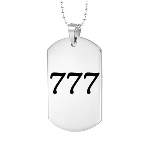 PAURO Unisex Engel Nummer 777 Halskette Edelstahl Quadratischer Anhänger Einfacher Numerologie Schmuck, Silber von PAURO