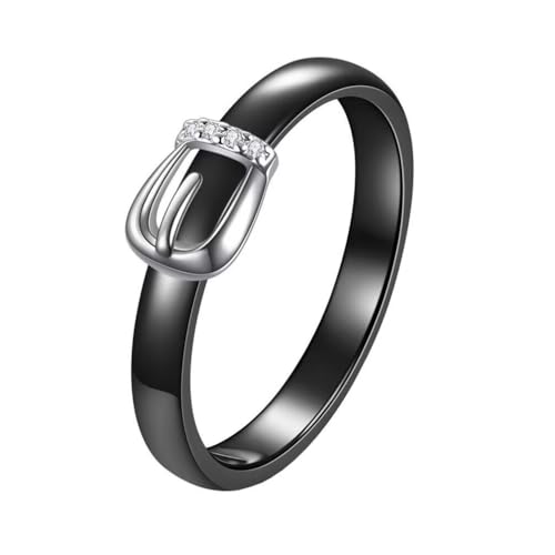 PAURO Unisex Keramik Einfach Schwarz und Weiß Mit Zirkonia Besetzt Ring Schwarz Größe 52 (16.6) von PAURO