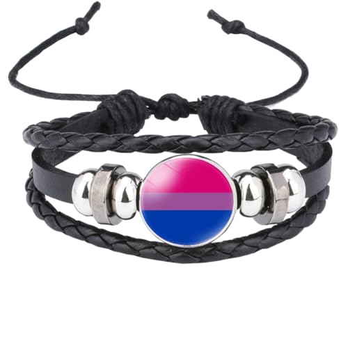 PAURO Unisex Simple Pride Armbänder Regenbogen LGBT Schwarz geflochtenes Manschettenarmband, Stil B von PAURO