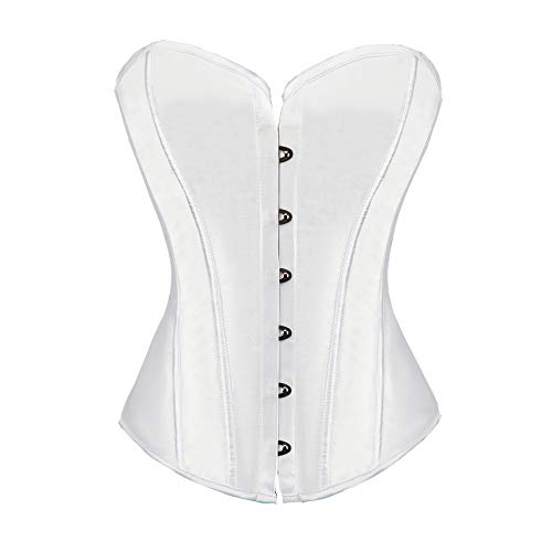 Damen-Korsett aus Satin, einfarbig, reines Bustier, Burlesque, Baskenformer, Korsett, weiß, 42 von PAUSUNA