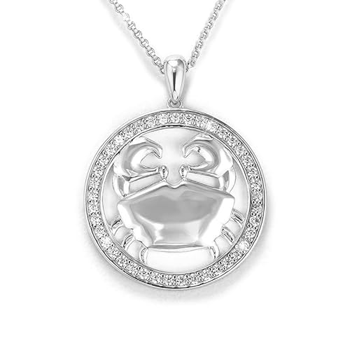 Elegante Damen Halskette Sternzeichen KREBS Kette aus echtem Silber 925 mit glänzenden Zirkonia Geburtstag aus der Kollektion ECLIPSE inkl. Schmuckbox und Echtheits-Zertifikat von PAVELS