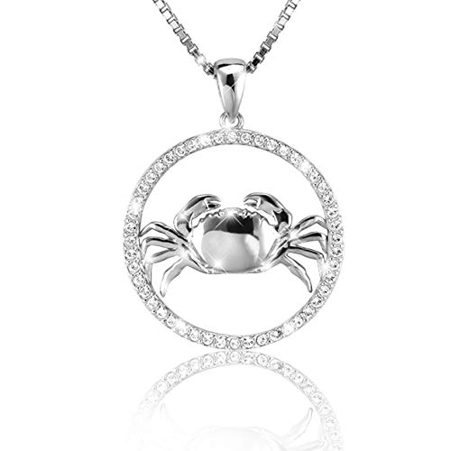 PAVELS Elegante Damen Halskette Sternzeichen KREBS Kette aus 925 Silber mit glänzenden Kristallen aus der Kollektion SHINE inkl. einer edlen Schmuckbox von PAVELS