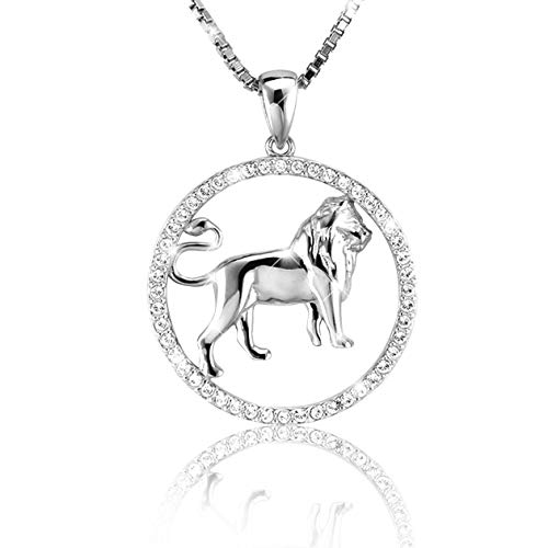 Elegante Damen Halskette Sternzeichen LÖWE Kette aus 925 Silber glänzenden Kristallen aus der Kollektion SHINE inkl. einer edlen PAVEL’S Schmuckbox von PAVELS