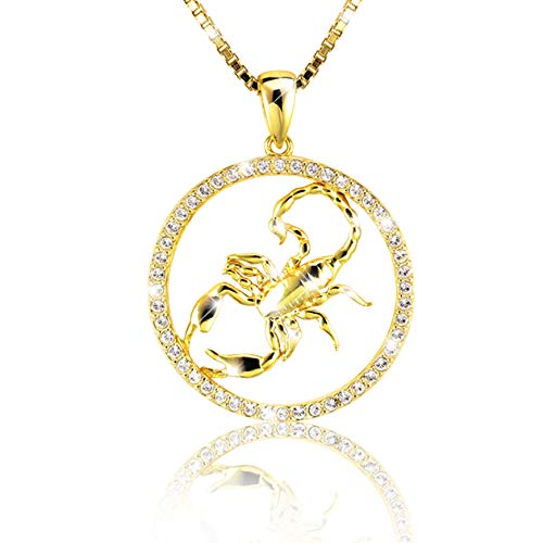 Elegante Damen Halskette Sternzeichen SKORPION Kette 18K Gold plattiert mit glänzenden Kristallen aus der Kollektion SHINE inkl. einer edlen PAVEL’S Schmuckbox von PAVELS