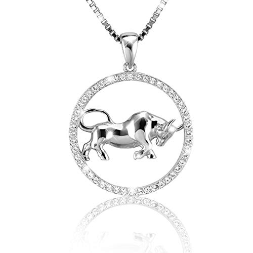 Elegante Damen Halskette Sternzeichen STIER Kette aus 925 Silber mit glänzenden Kristallen aus der Kollektion SHINE inkl. einer edlen PAVEL’S Schmuckbox von PAVELS