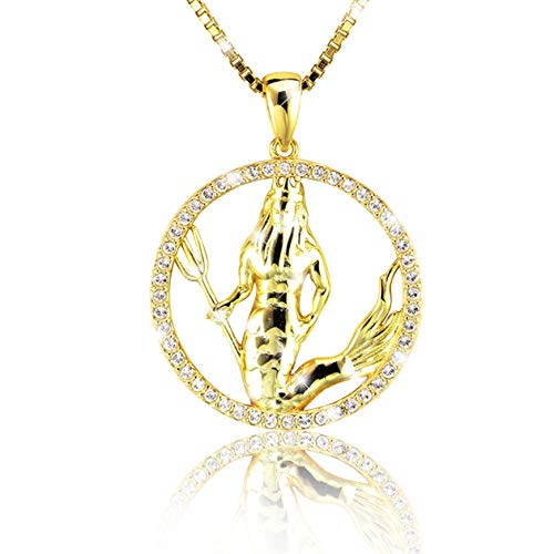Elegante Damen Halskette Sternzeichen WASSERMANN Kette 18K Gold plattiert mit glänzenden Kristallen aus der Kollektion SHINE inkl. einer edlen PAVEL’S Schmuckbox von PAVELS